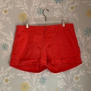 Salmon colored linen shorts. Perfect for summer!